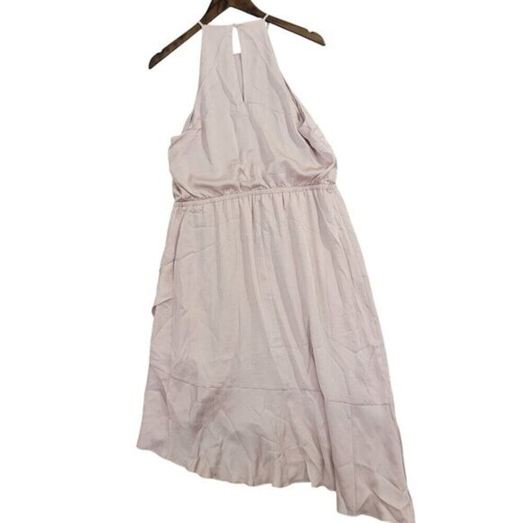 NWT Express Womens Pink Ruffle Hem Halter Neck Midi‎  Dress L High low - Picture 2 of 9